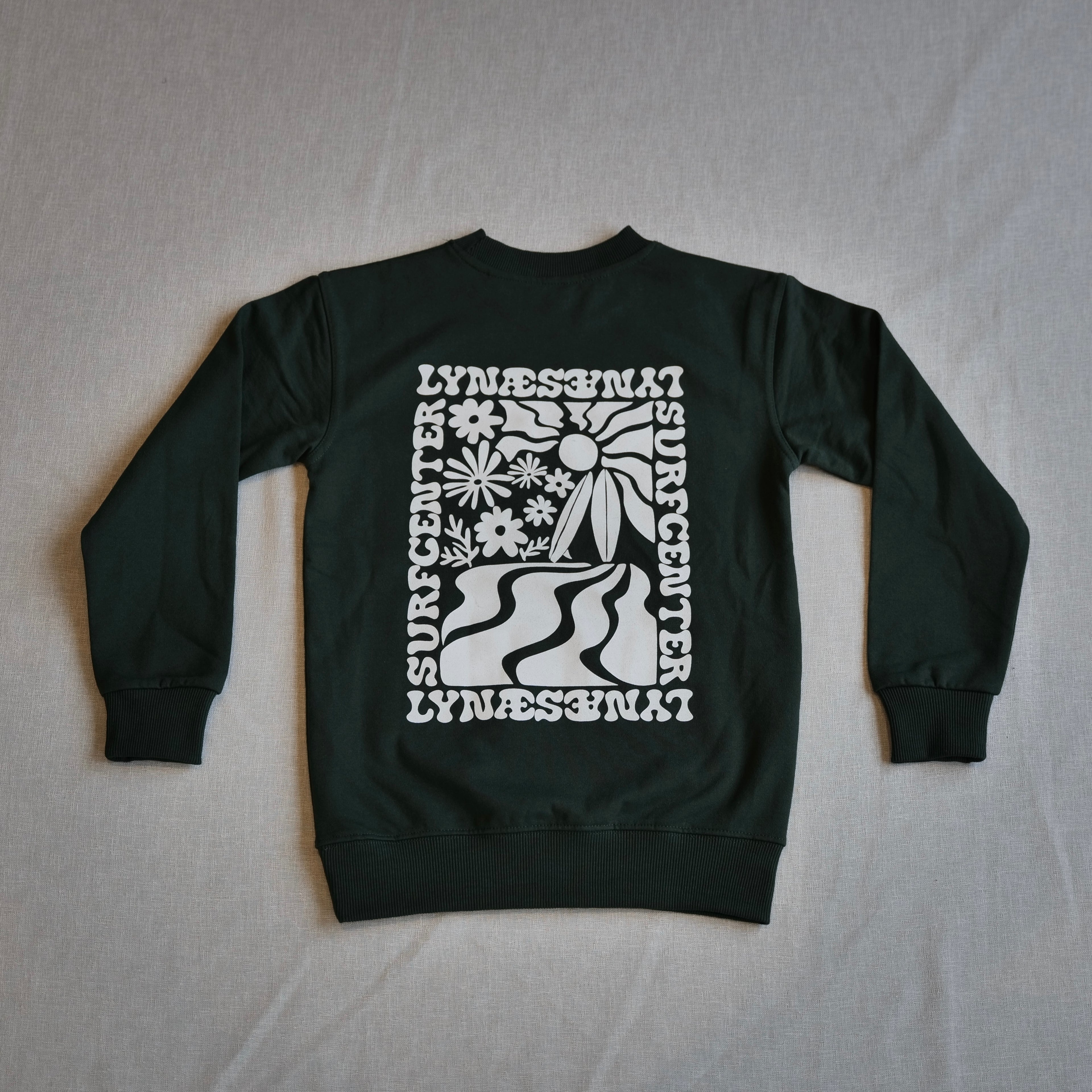 Summer View Crewneck Kids - Mørkegrøn / Hvid